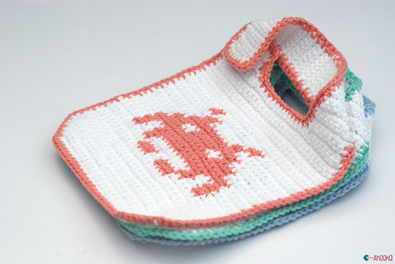 pace invaders crochet bibs by ahooka