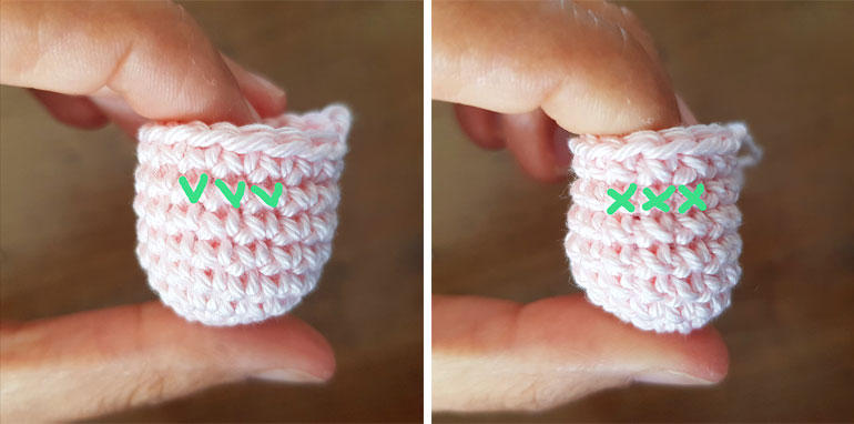 difference between v and x single crochet stitch